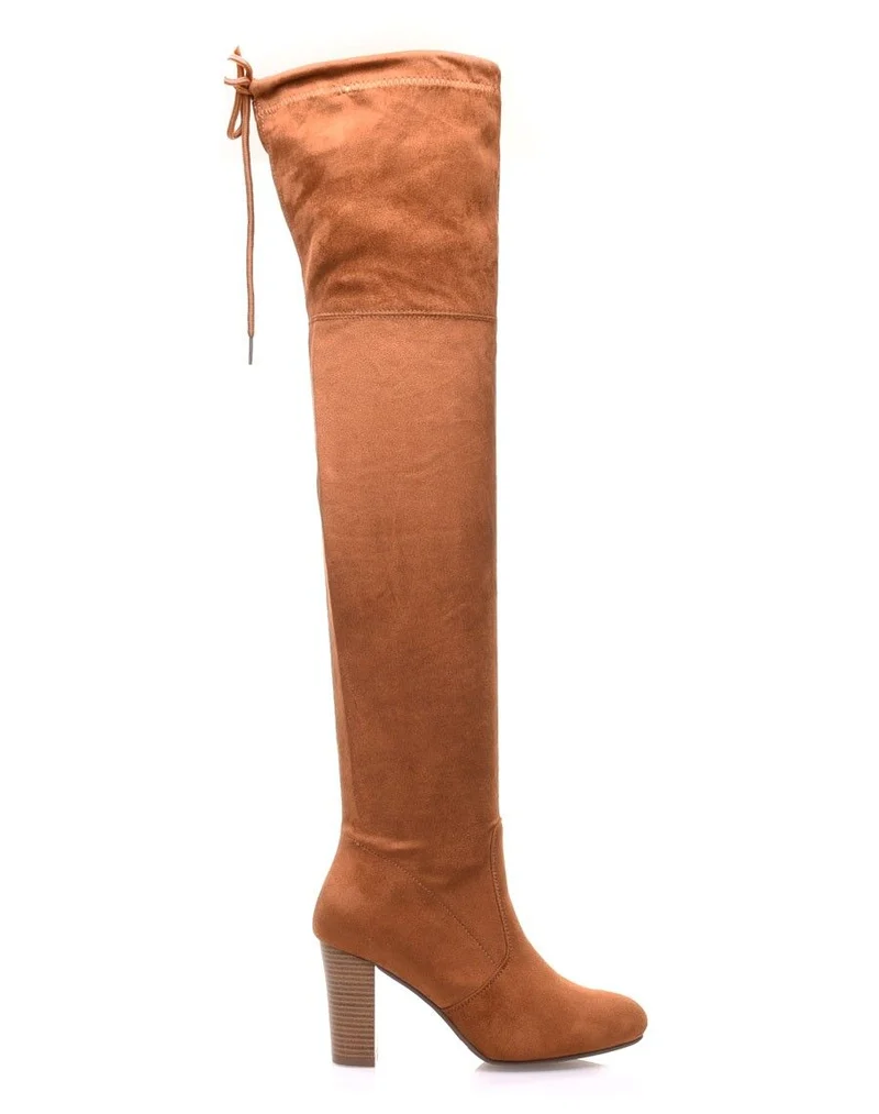 Cuissardes camel ajustables à talons