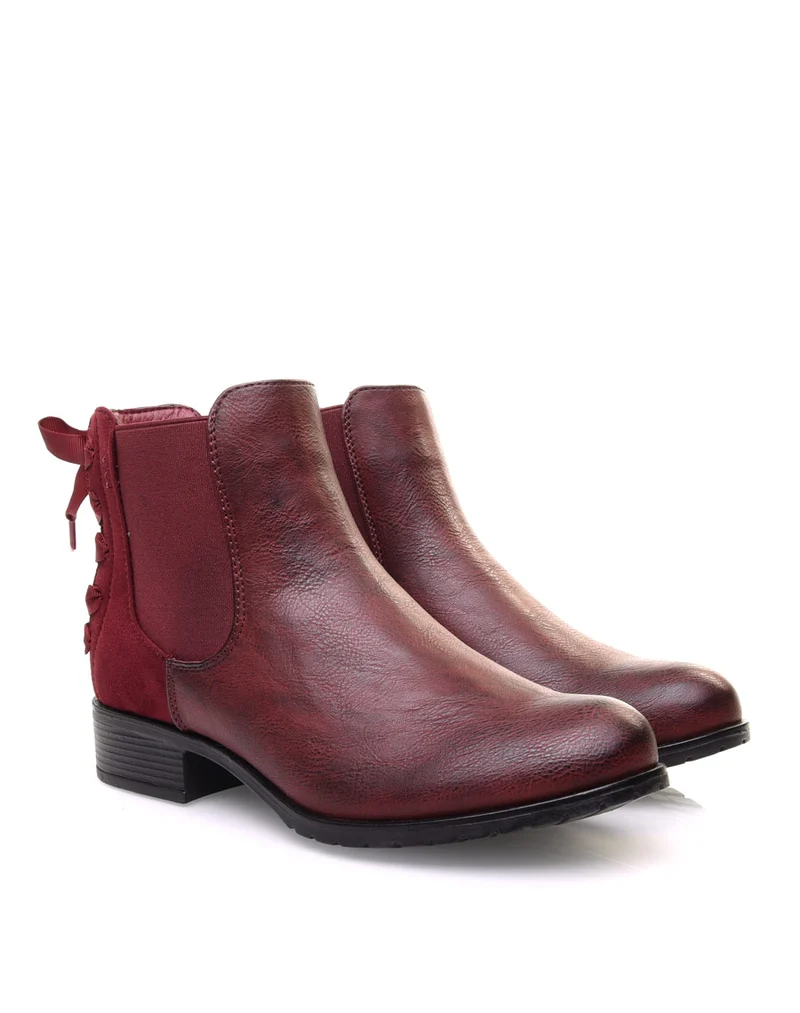 Chelsea boots bordeaux à noeuds