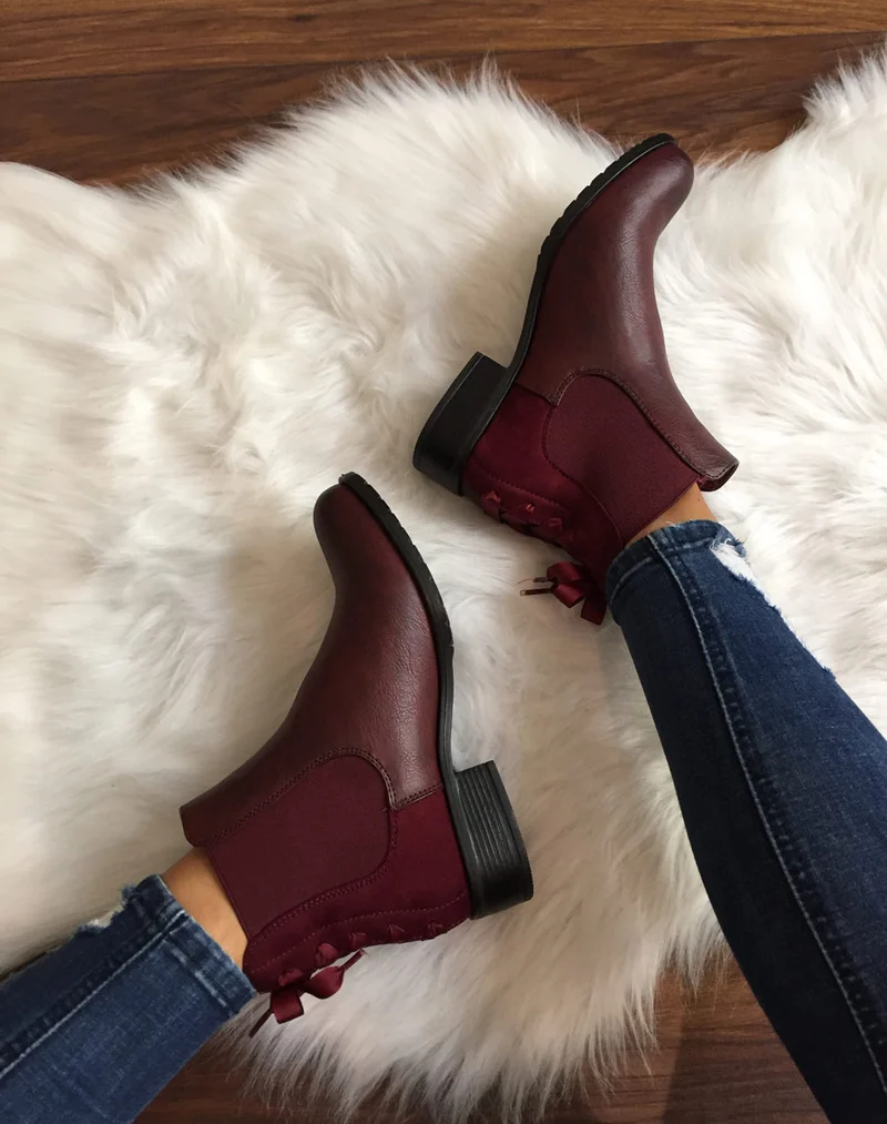 Chelsea boots bordeaux à noeuds