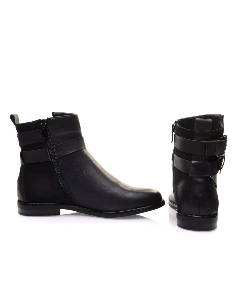 Bottines noires semi-montantes à boucles