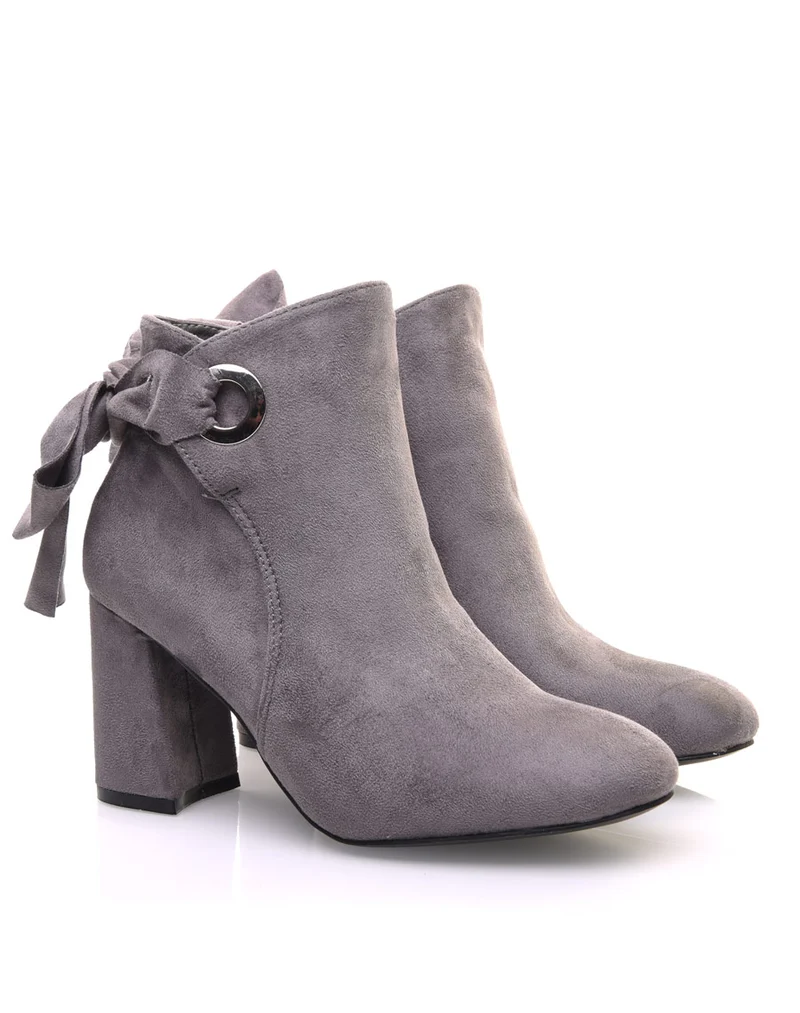 Bottines grises à n?ud