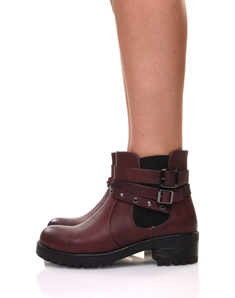 Bottines bordeaux différentes lanières