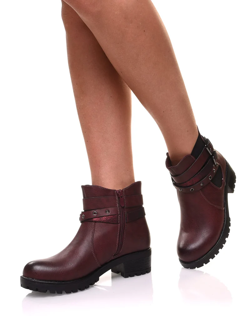 Bottines bordeaux différentes lanières