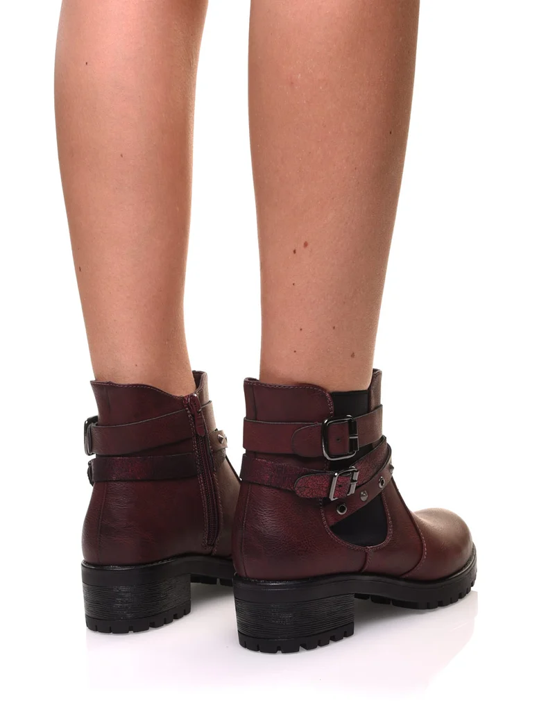Bottines bordeaux différentes lanières