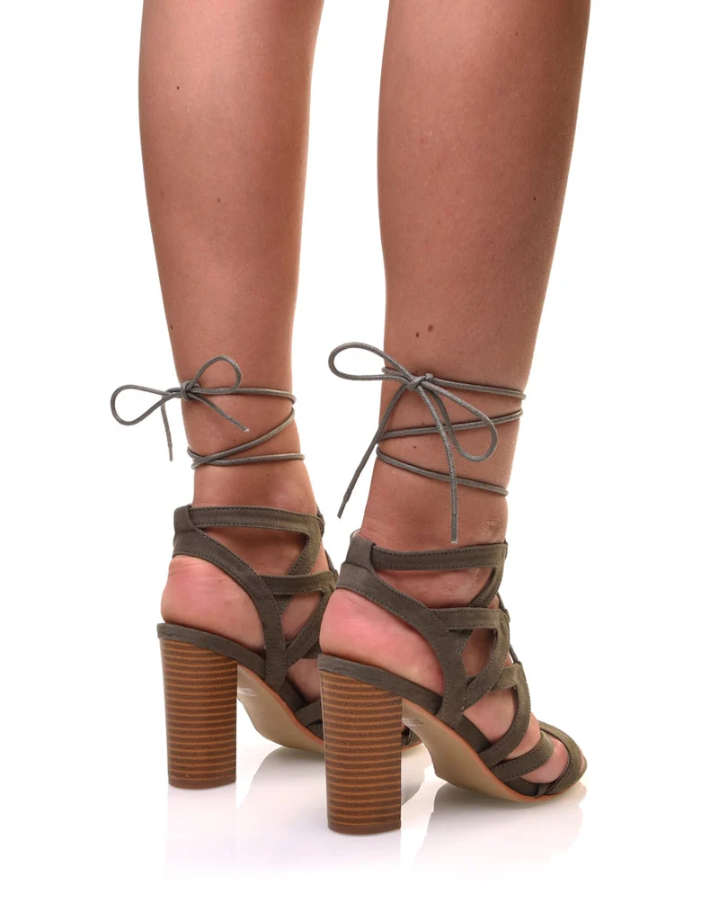 Sandales lacées kaki
