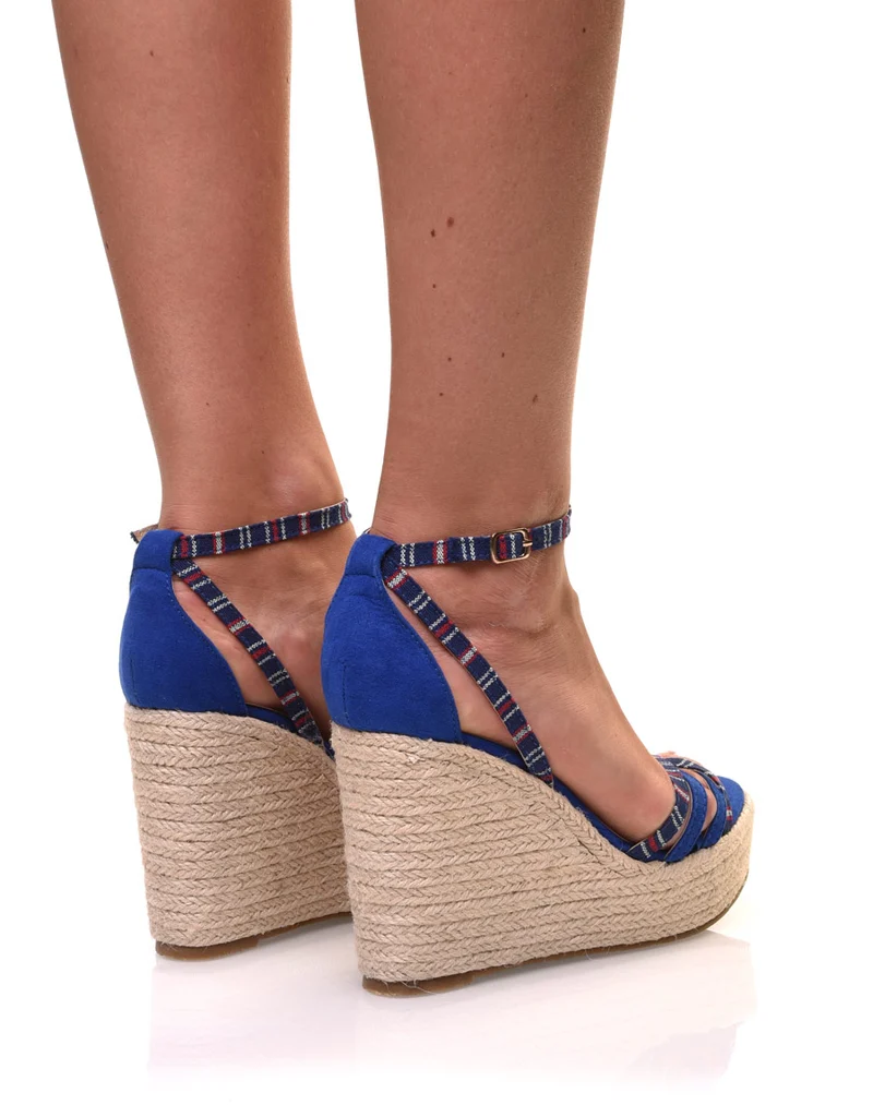 Compensées bleues bi-matières rayées