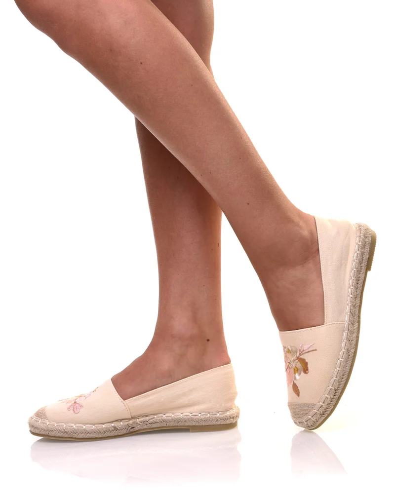 Espadrilles beiges brodées