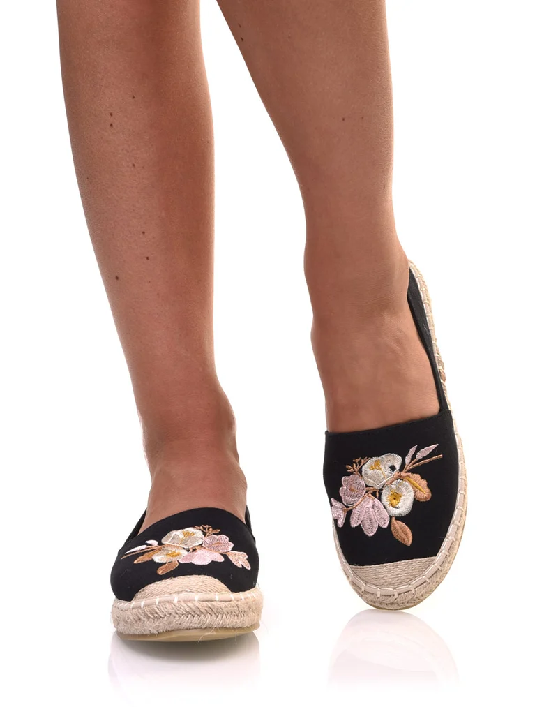 Espadrilles noires brodées
