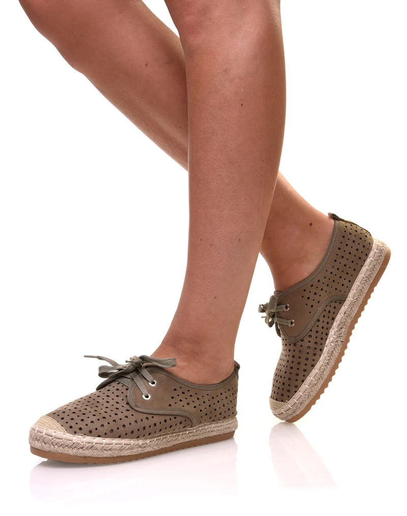 Sneakerdrilles kaki en suédine