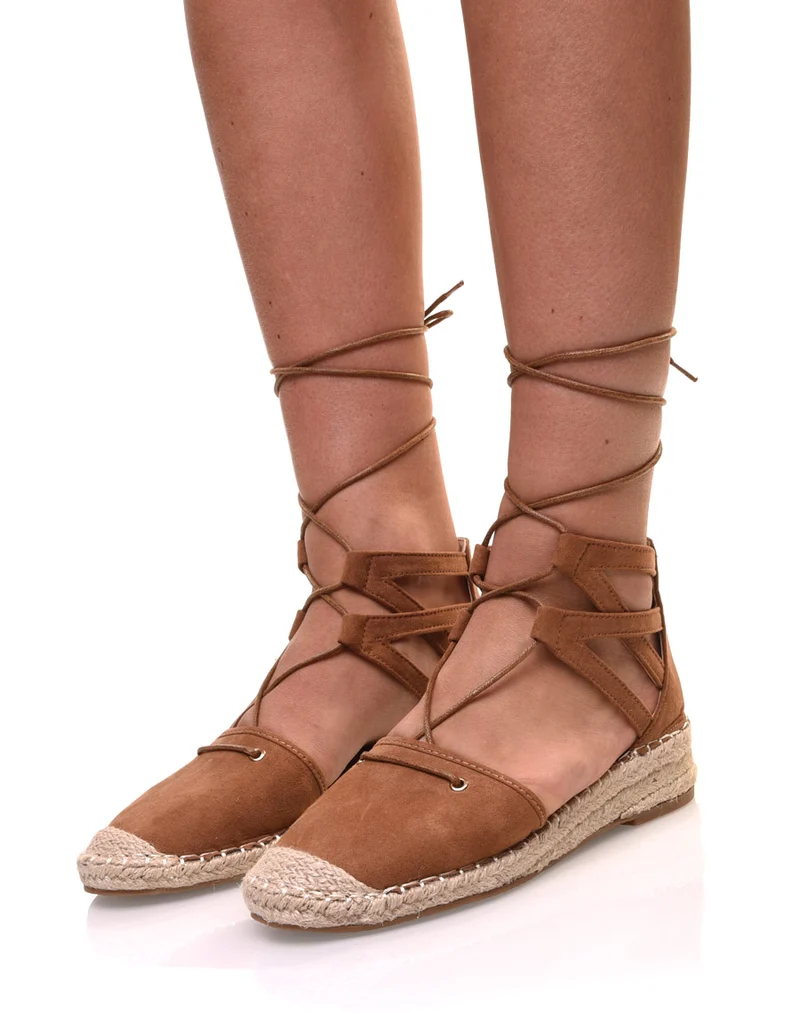 Espadrilles camel à talon compensées