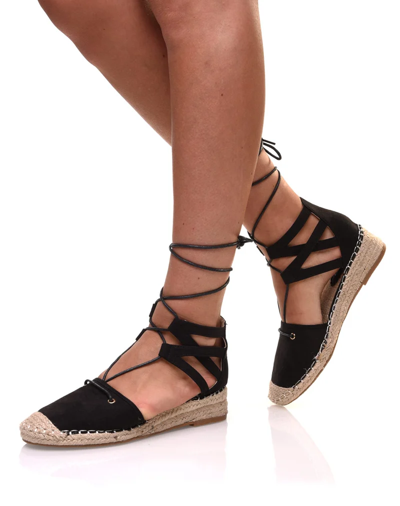Espadrilles noires à talon compensées