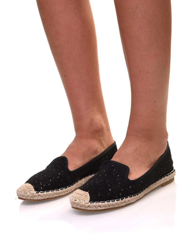 Espadrilles noires en suédine perforées