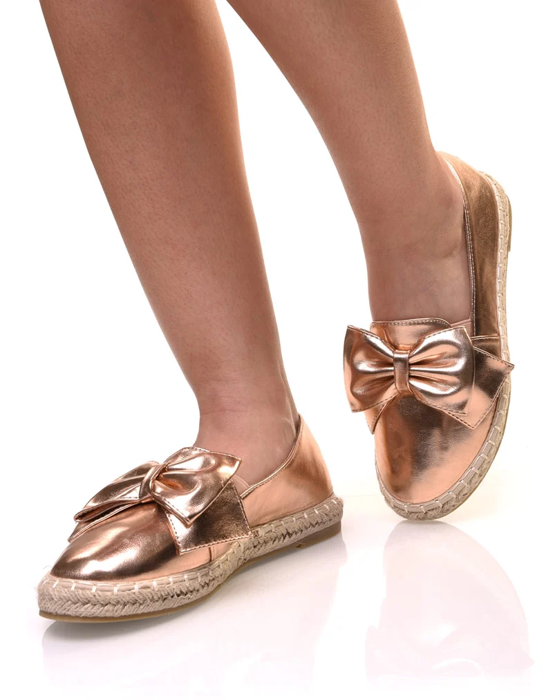 Espadrilles cuivrées à noeud
