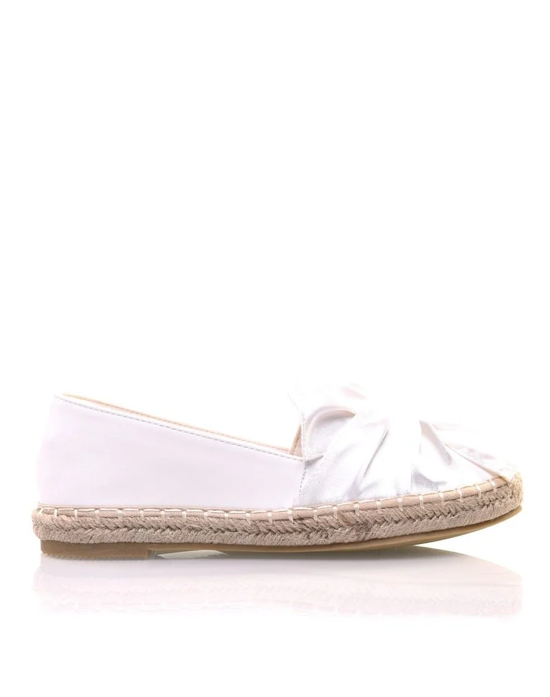 Espadrilles blanches bi-matières à noeud