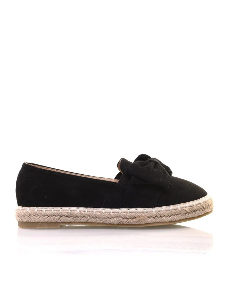 Espadrilles noires en suédine à noeud