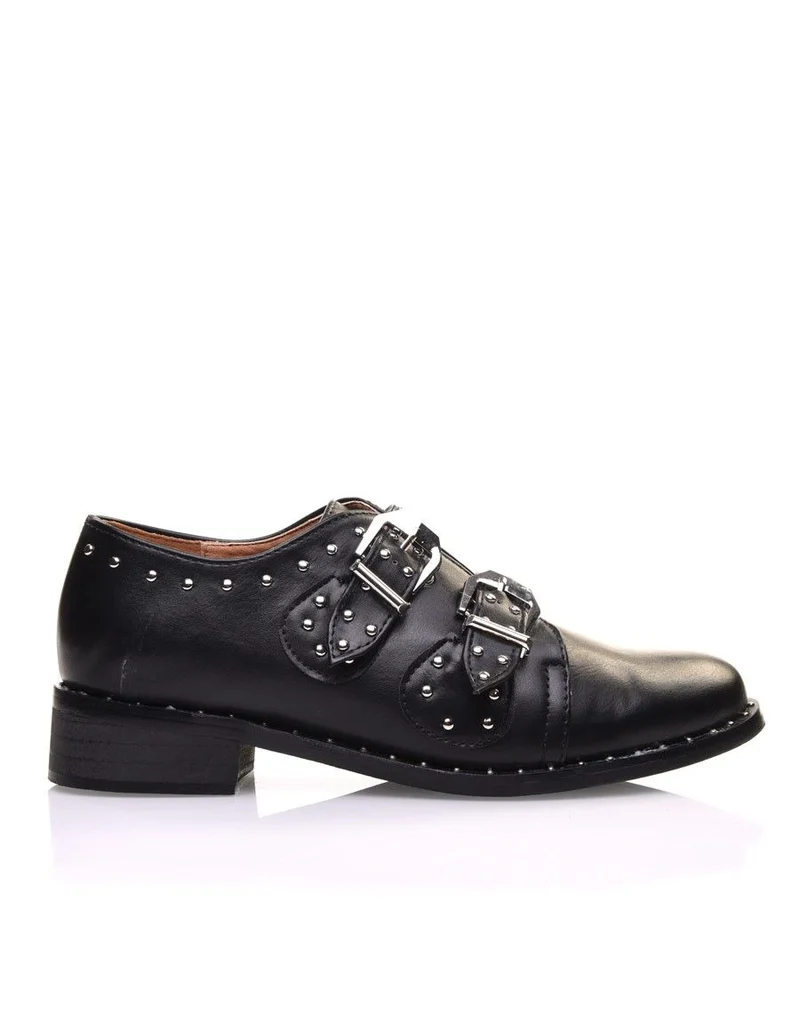 Derbies noires cloutées à boucles