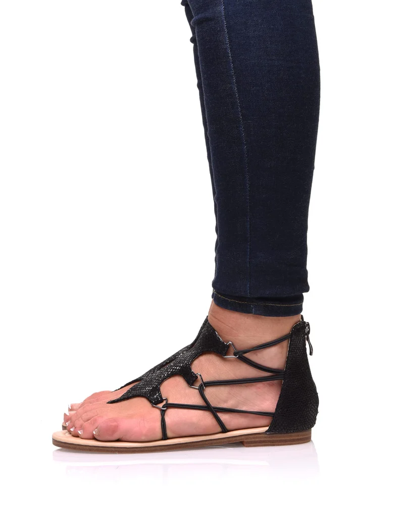 Nu-pieds noirs effets croco