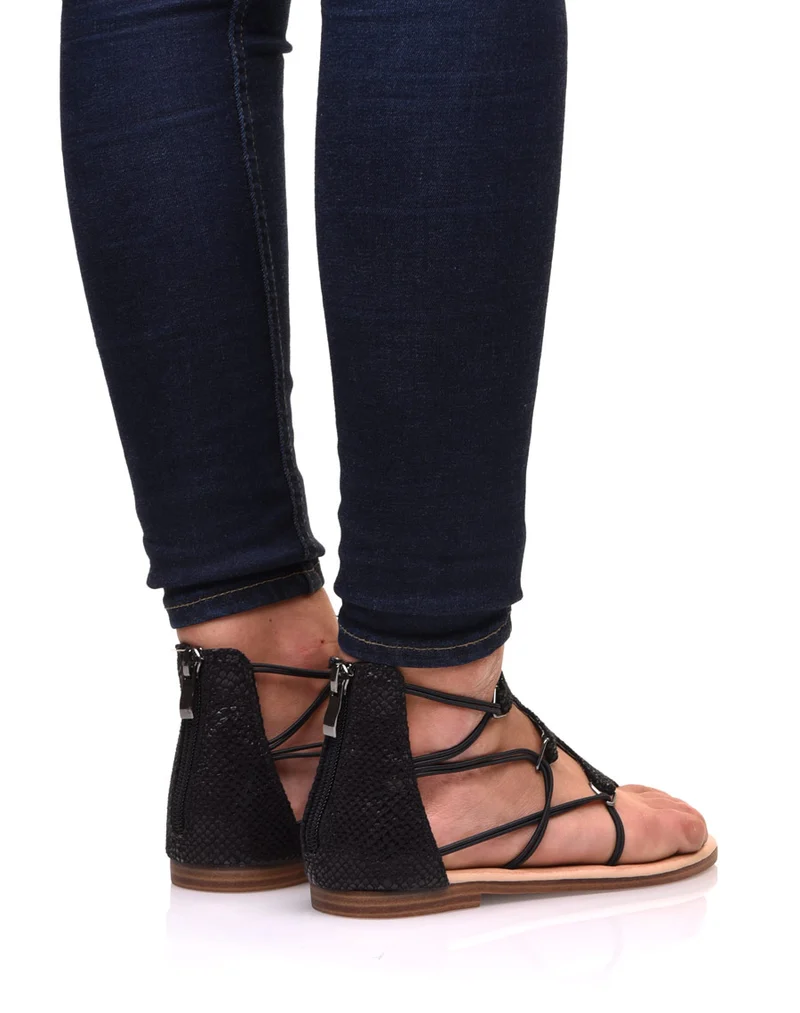Nu-pieds noirs effets croco