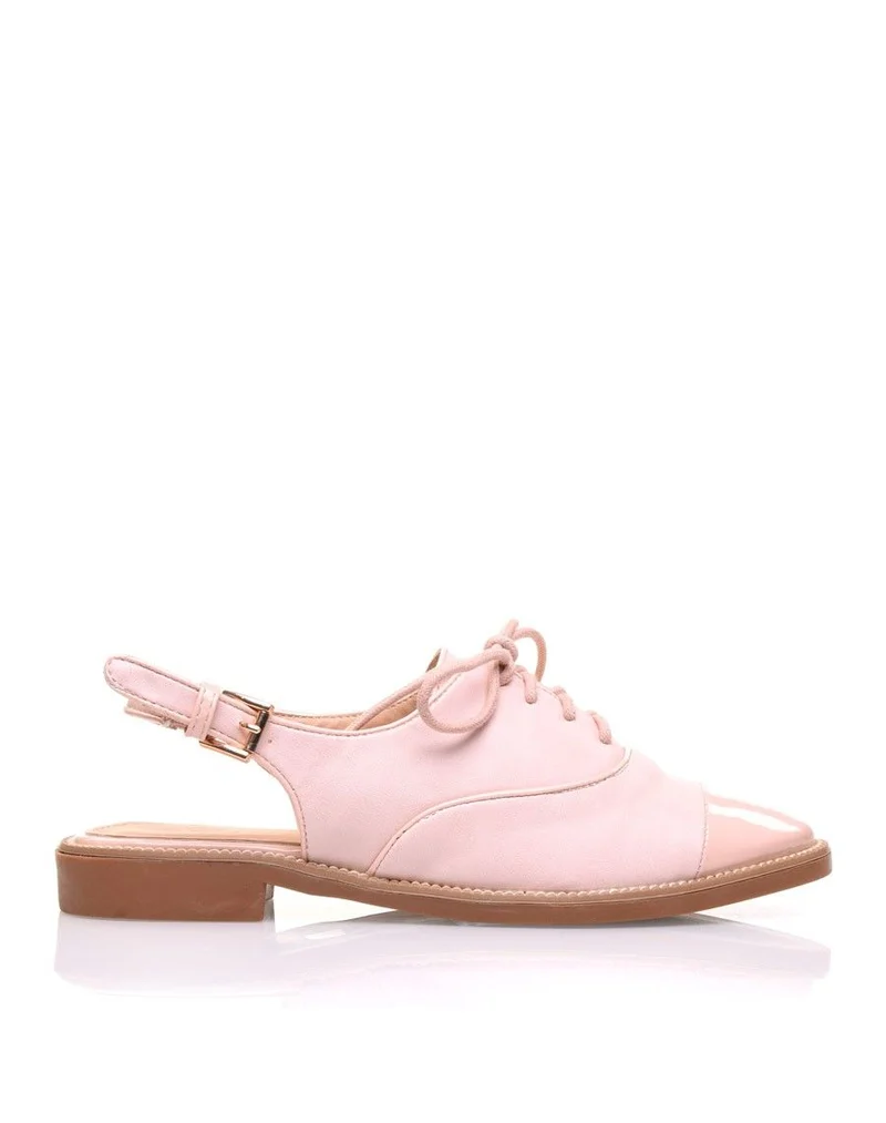 Derbies ouvertes bi matières roses