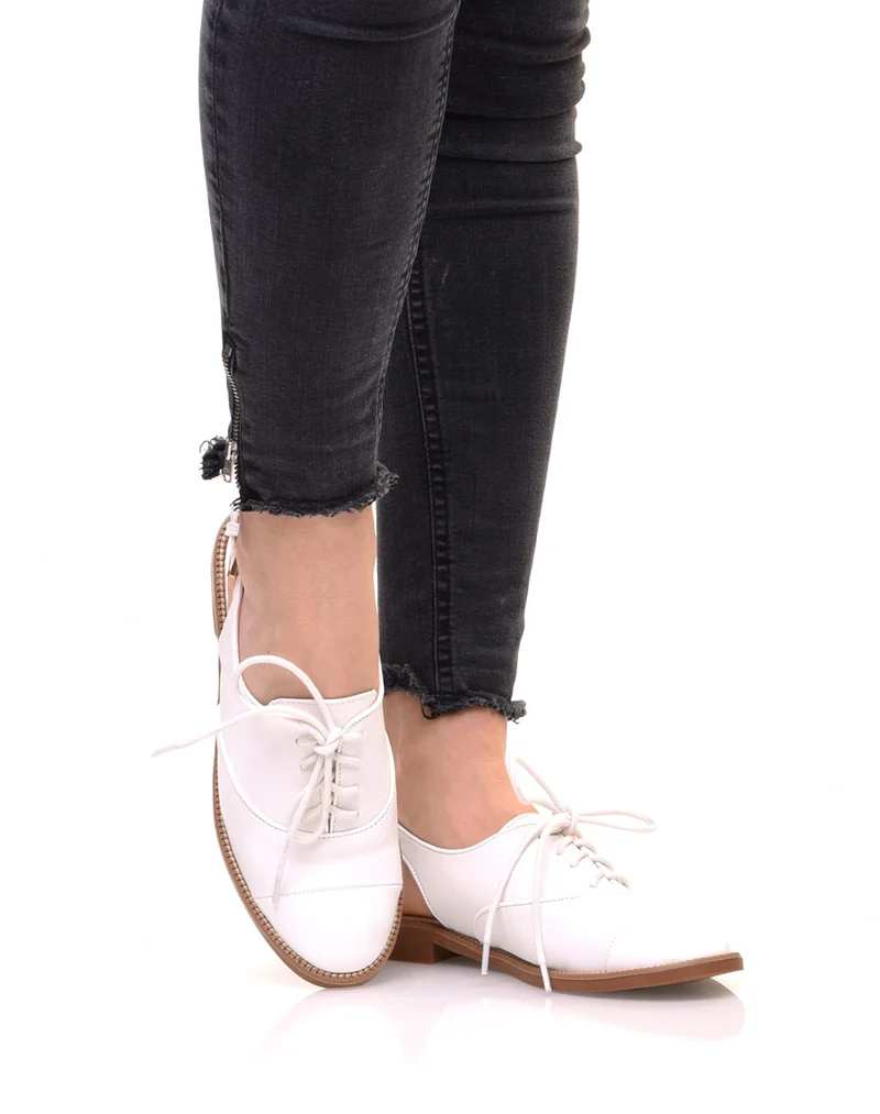 Derbies ouvertes bi matières blanches