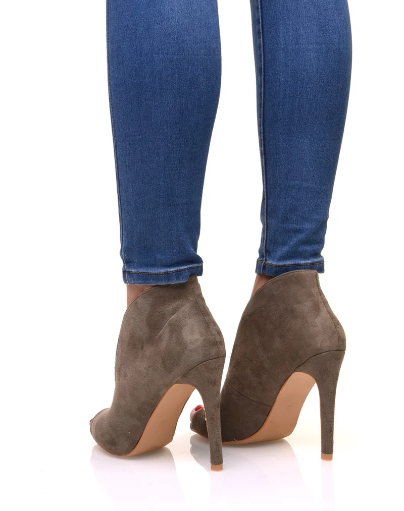 Escarpins kaki en suédine