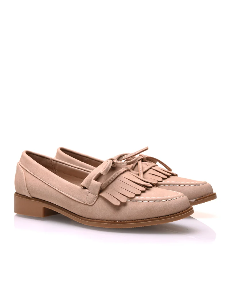 Mocassins beiges en suédine