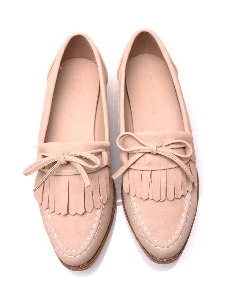 Mocassins beiges en suédine