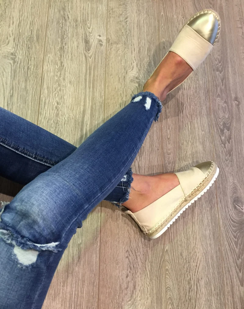 Espadrilles dorées bi matières