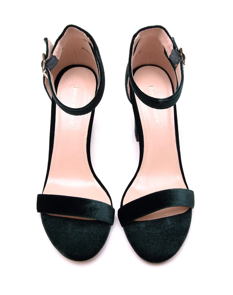 Sandales en velours vertes à talons