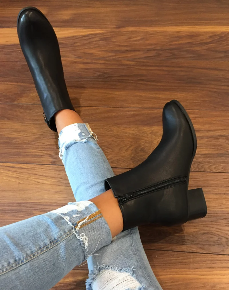 Bottines bi matières noires