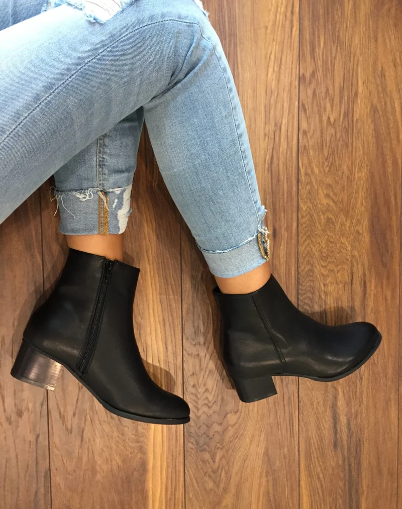 Bottines bi matières noires