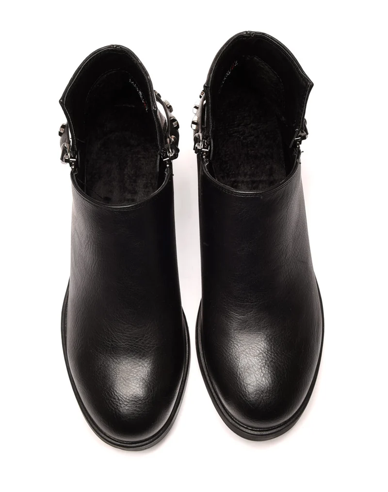 Bottines noires basses ajourées par fermetures éclairs