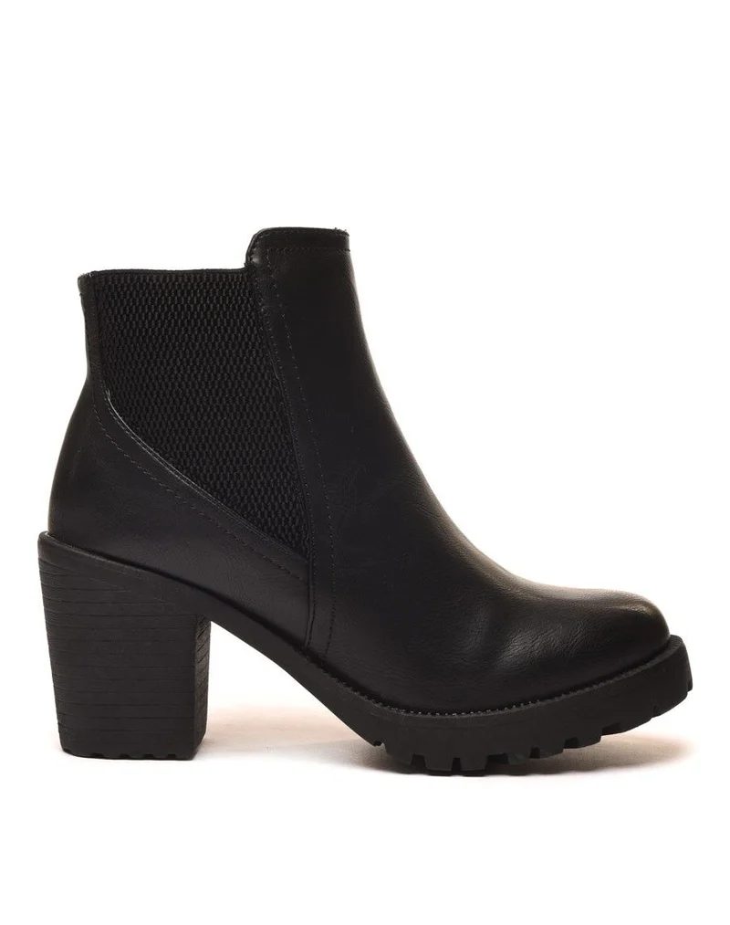 Chelsea boots à talons mi hauts noir