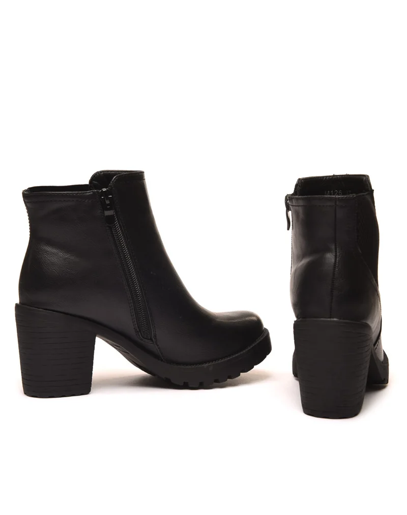 Chelsea boots à talons mi hauts noir