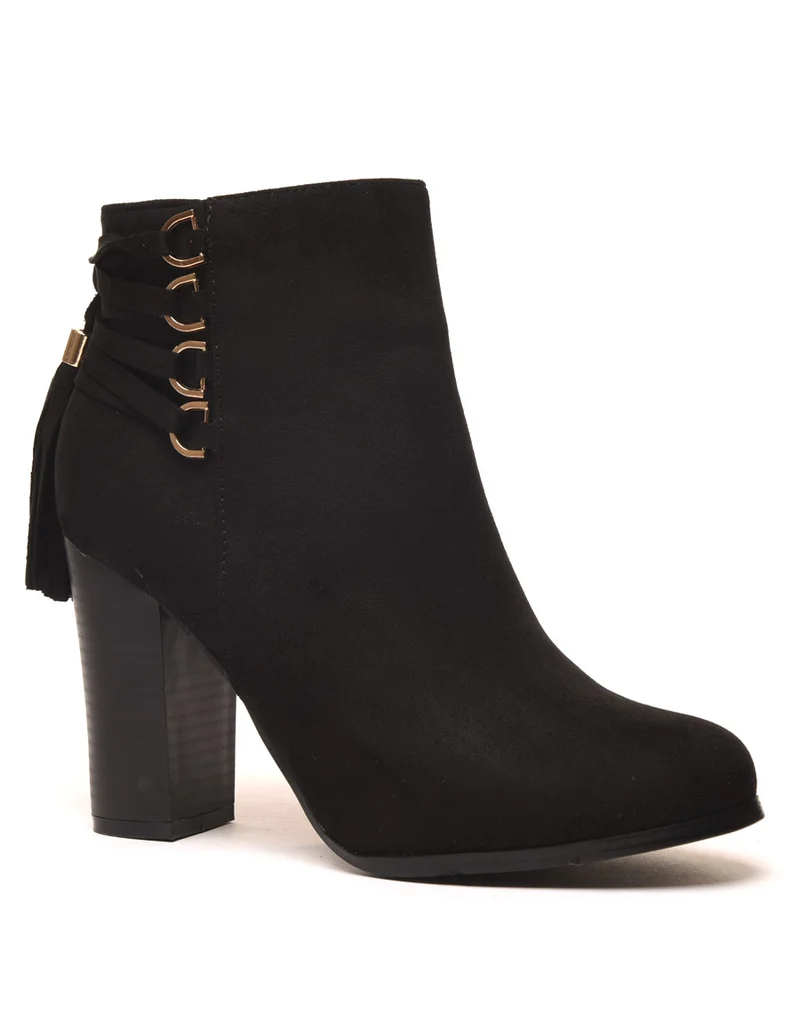 Bottines noires suédine à talons et lacets arrière