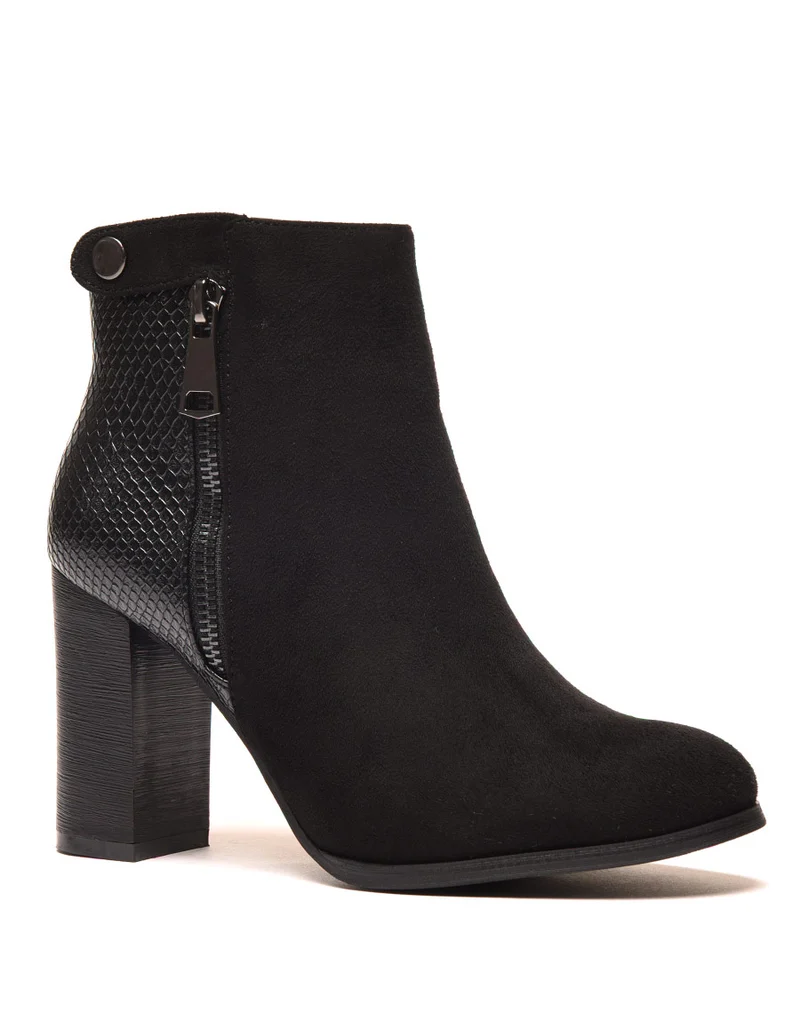 Bottines à talons noires & motif python