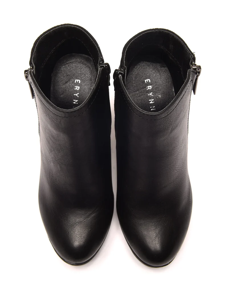 Bottines à talons noires bi matières