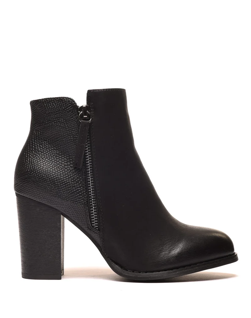 Bottines à talons noires avec motifs python