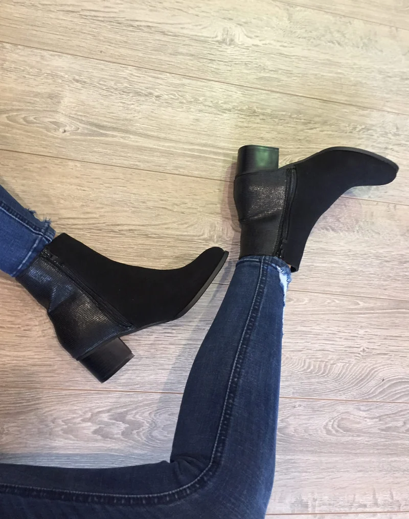 Bottines bi matières noires