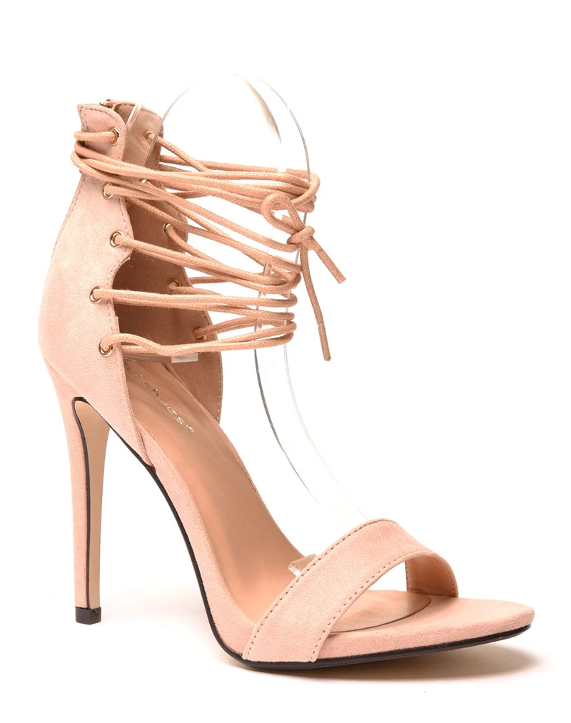 Escarpins beiges lacets