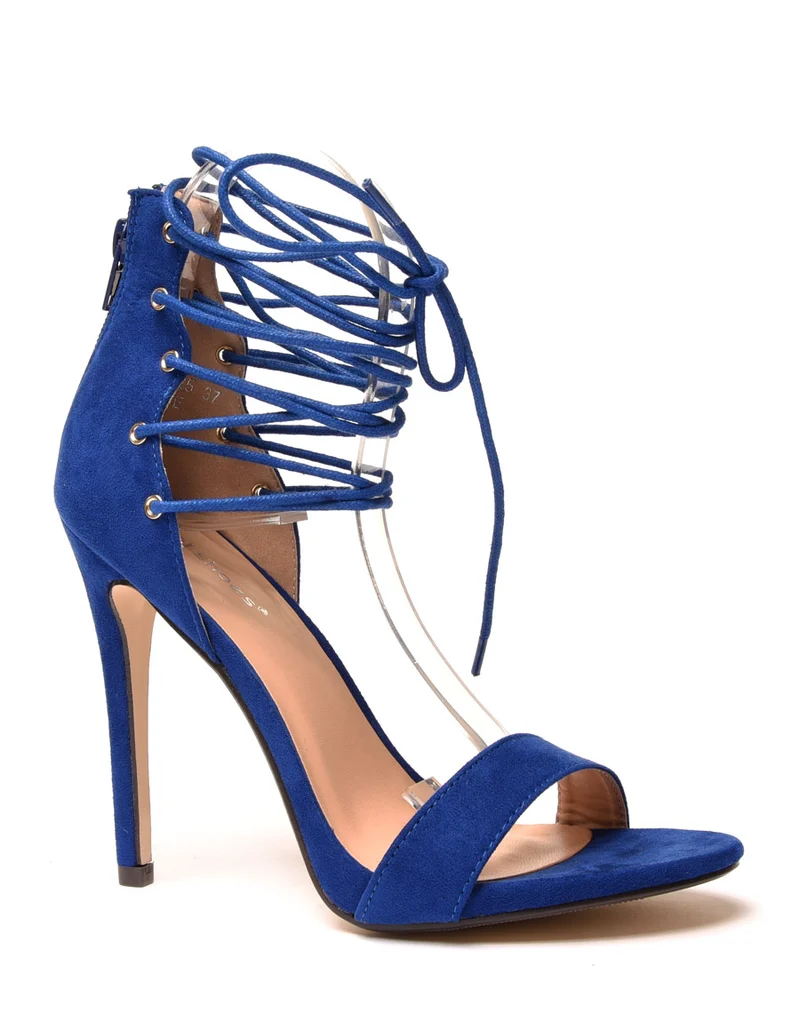 Escarpins bleus lacets