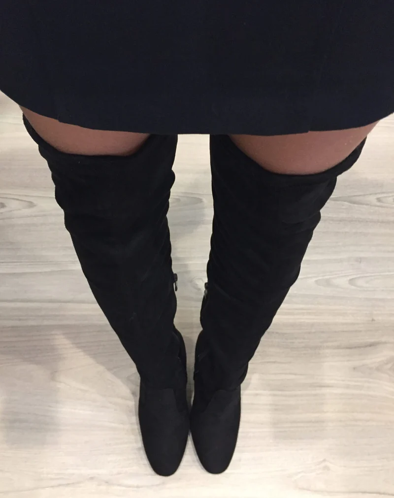 Cuissardes noires à talon transparent