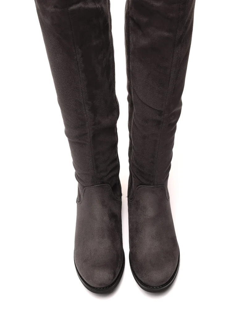 Bottes plates grises en suédine