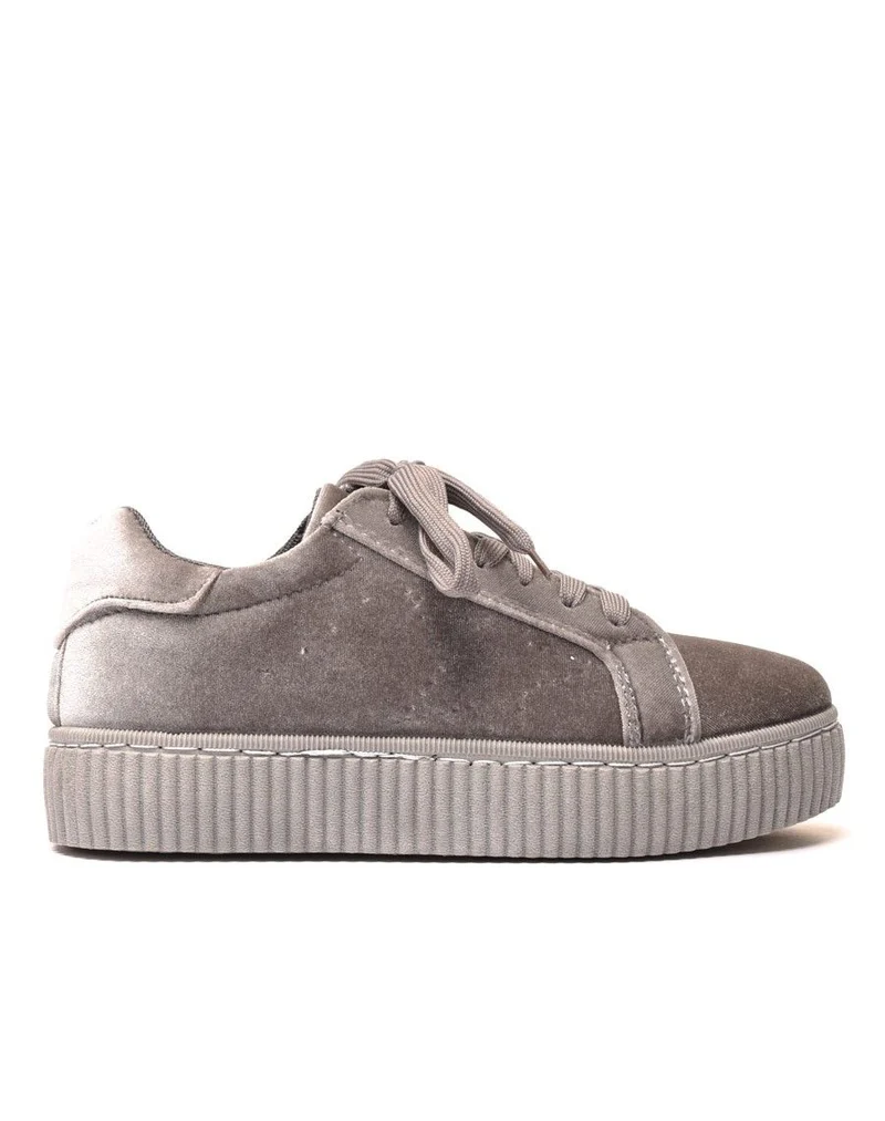 Baskets basses grises en velours