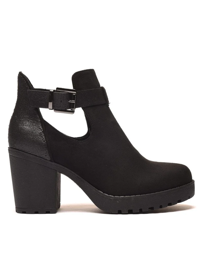 Bottines ajourées noires avec sangle à boucle