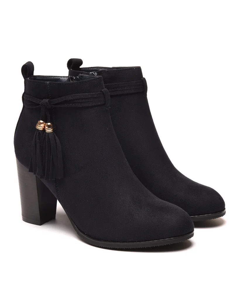 Bottines bleues marine à talons & fines lanières