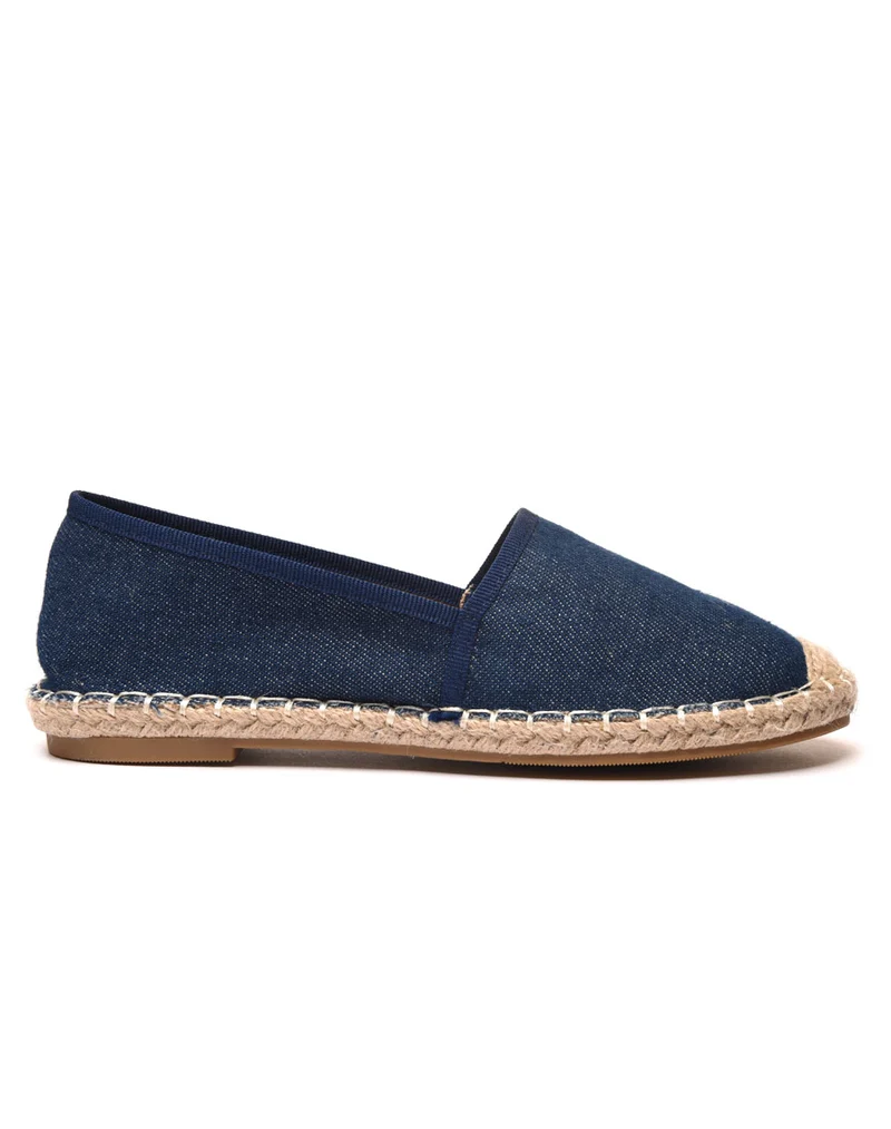 Espadrilles bleu foncé bout et semelle tressés
