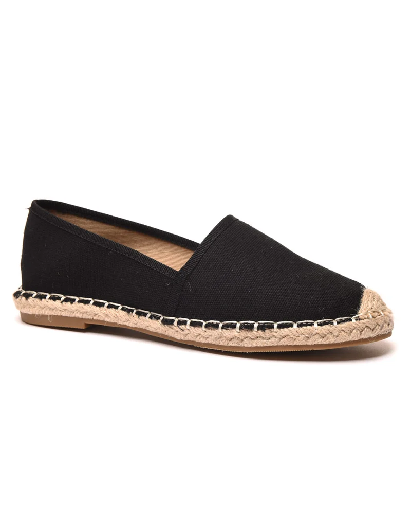 Espadrilles noires bout et semelle tressés