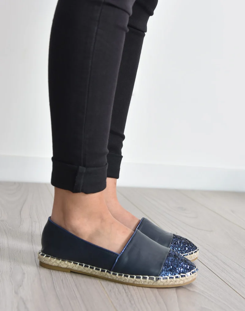Espadrille bout pailleté bleu