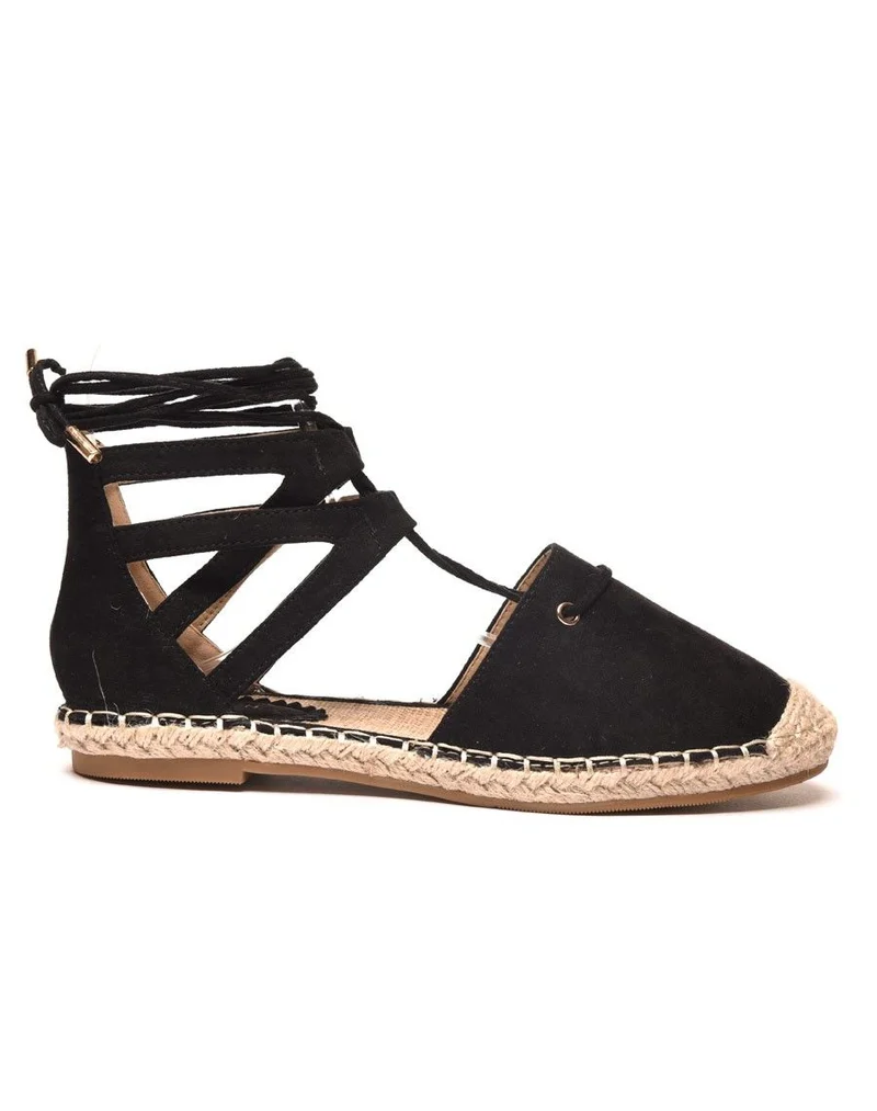 Sandales-espadrilles noires effet suédine